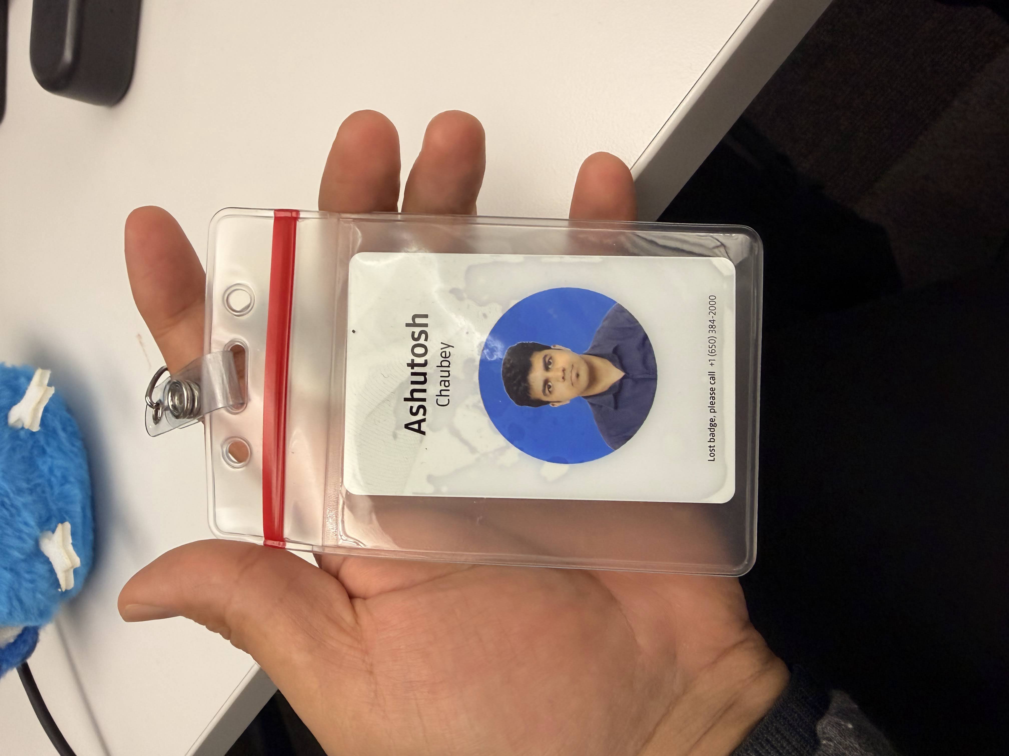 Badge photo on first day at Meta Superintelligence Labs